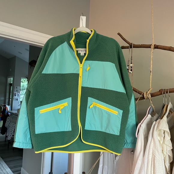 BDG Green Sherpa Fleece Zip up L - Picture 4 of 8